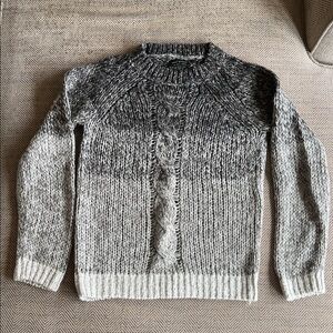 Lucky Brand Two-Tone Grey Cable Crewneck Sweater size xs
